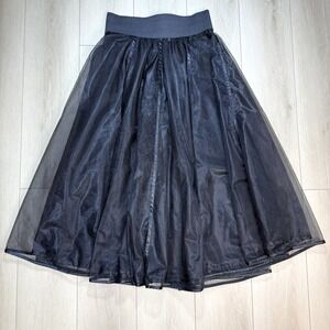 VTG Catherine Coatney Womens 1X Black Organza Maxi Skirt Gothic Formal Elegant